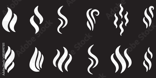 Smoke steam silhouette icon illustration isolated on white background
