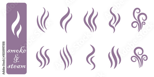 Smoke steam silhouette icon illustration isolated on white background