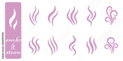 Smoke steam silhouette icon illustration isolated on white background
