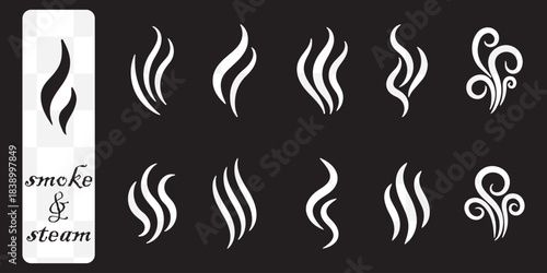 Smoke steam silhouette icon illustration isolated on white background