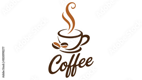 Coffee cup logo with beans and word