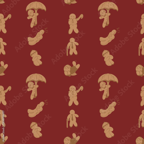 Cute Gingerbread Man Characters - Character with Cute Poses and Accessories Vector