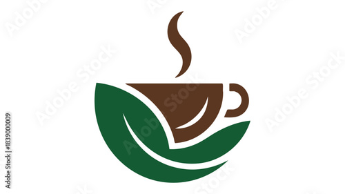 Organic herbal coffee tea cup logo