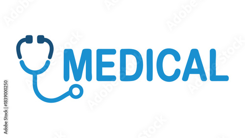 Stethoscope and medical word icon