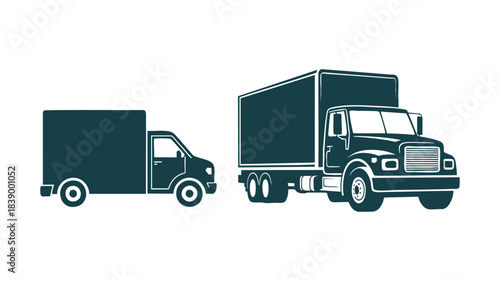 Delivery and semi truck vector icon