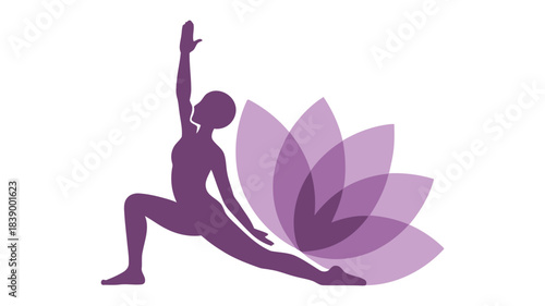 Yoga pose with lotus flower vector art