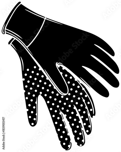 gardening illustration garden silhouette tool logo gloves icon work outline glove spring nature equipment green care agriculture hand soil shape women vector graphic background