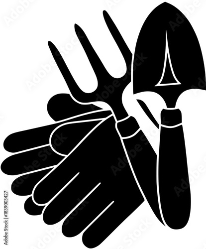 gardening illustration garden silhouette tool logo gloves icon work outline glove spring nature equipment green care agriculture hand soil shape women vector graphic background