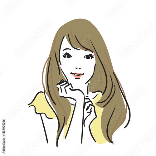 ロングヘアの可愛い女性上半身