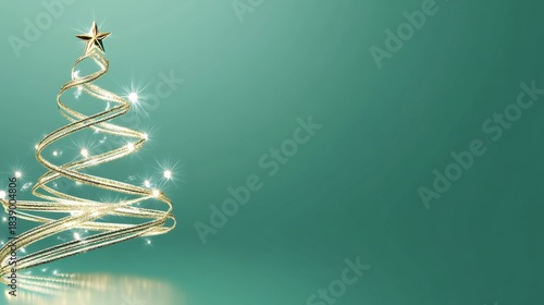 Elegant green gradient background with stylized Christmas tree outlines and copy space