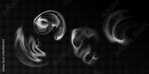 Soap foam texture overlay with soapy bubble patterns and stains on transparent dark glass background. Realistic sponge wash effects for cleaning product mockup or laundry detergent presentation design