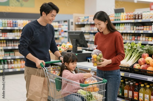 couple shopping in supermarket