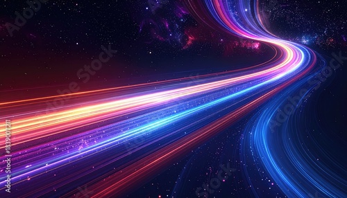 Wallpaper Mural Abstract representation of light trails, reminiscent of motion through space with cosmic backdrop Torontodigital.ca