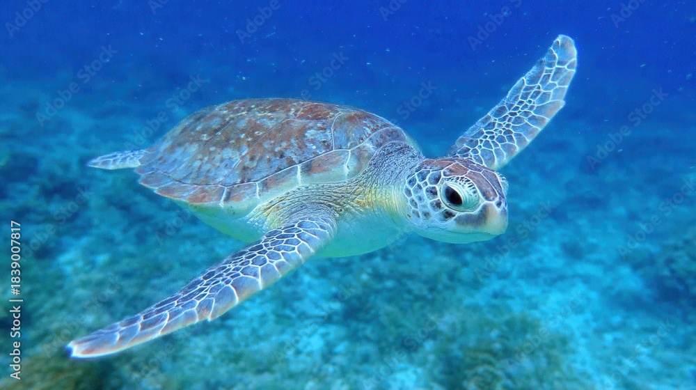 Obraz premium turtle floating in the blue ocean