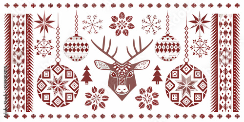 A seamless pattern design with vintage gold snowflake and star ornament for winter Christmas holiday decoration