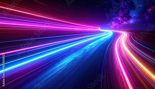 Wallpaper Mural Digitally created illustration shows colorful trails of light flowing through a night sky Torontodigital.ca