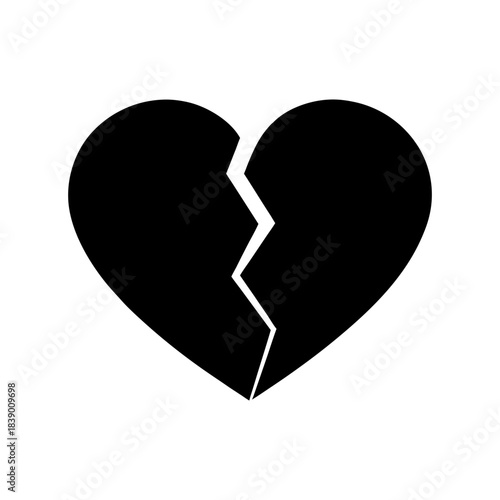 Heart Cracked into Two Pieces Simple Vector.