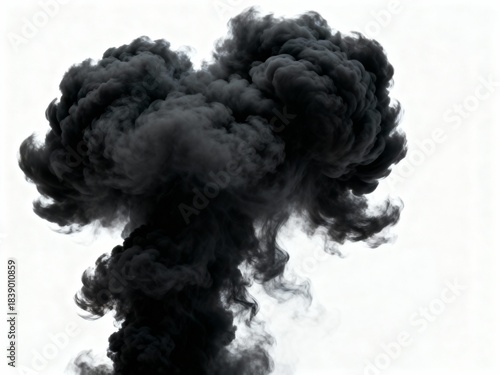 Isolated Black Smoke Cloud for Compositing and VFX. Dramatic Dark Smoke Effect.