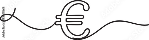 Continuous line drawing euro currency symbol representing global finance business economy and wealth concept