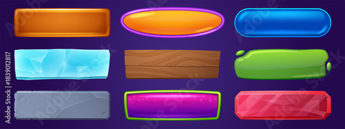 Web and game menu buttons with different textures