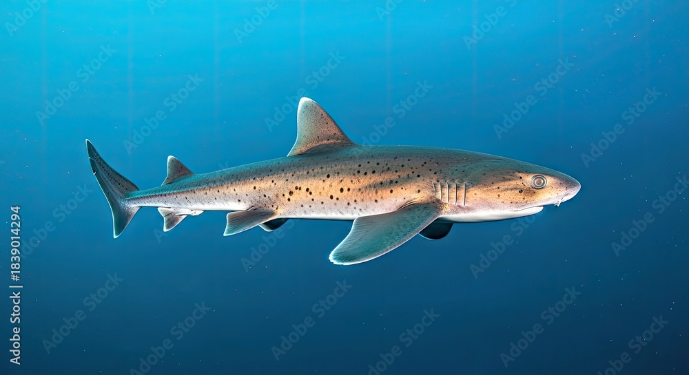 Obraz premium Rare Frilled Shark Swimming in the Dark Depths of the Ocean