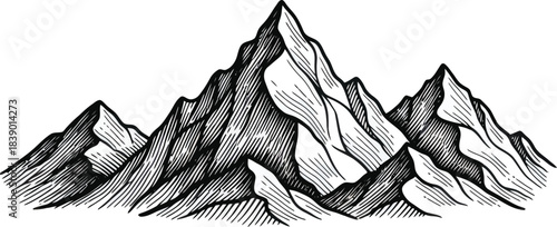Mountain Range Landscape Hand Drawn Vector