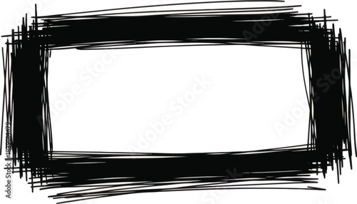 Grunge scribble rectangular frame vector illustration