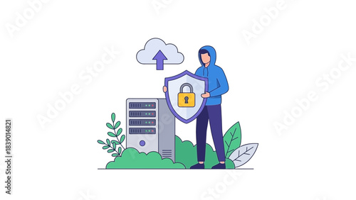 Ensure data privacy with modern cloud security solutions featuring server protection, lock shield, and secure cloud storage for ultimate peace of mind