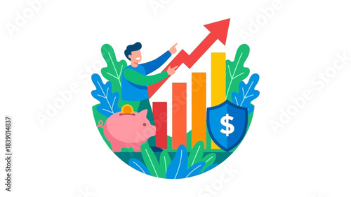 Boost your business with smart investments and watch your profits grow with this inspiring financial illustration, a symbol of success and security