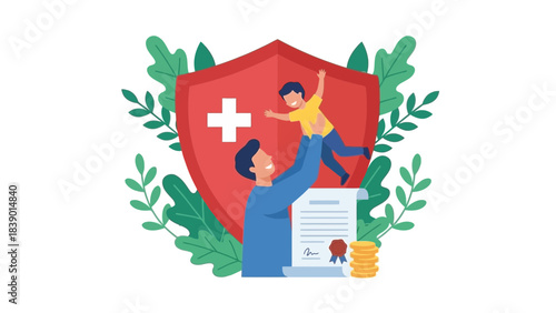 Protecting family's future with health insurance and financial security brings joyful moments, symbolizing peace of mind and responsible planning