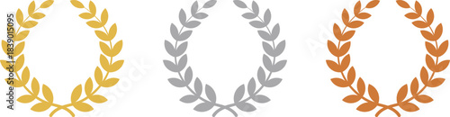 Gold Silver Bronze Laurel Wreaths Award Ribbons Victory Symbols vector