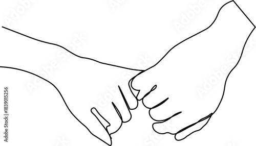Continuous one line drawing holding hands. Saint valentine's day vector illustration. Couple holding hands romantically isolated on white background. 
