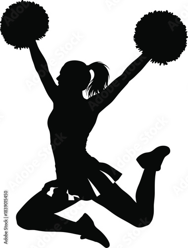 Cheerleader Jump Silhouette Vector