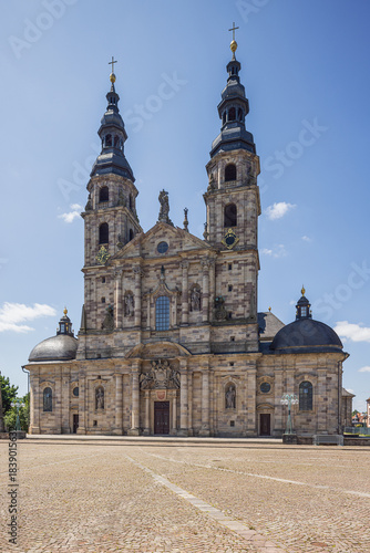 The main facade of the Fulda Cathedral, a the former abbey church of Fulda Abbey and the burial place of Saint Boniface