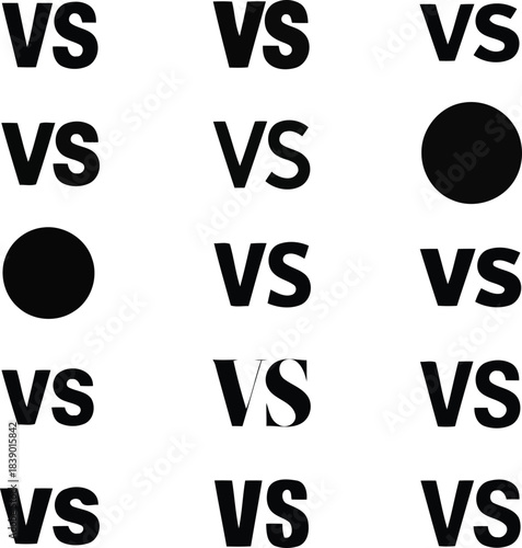 Versus text and circles pattern graphic illustration on white background