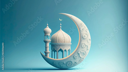 Vector illustration islamic decoration with blue background