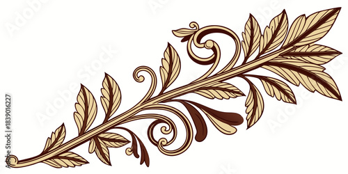 An elegant ornate leaf design, vector