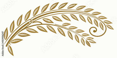 Elegant golden olive branch design, vector