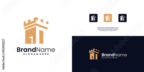 luxury castle logo design, palace logo, fortress logo design template