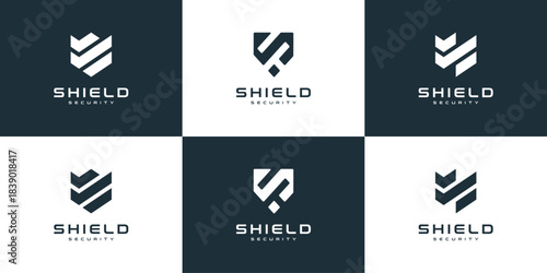 Set of Shield For Strong Security Guard Logo Design Inspiration