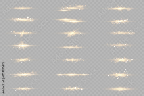 A thin yellow beam stretches horizontally, shimmering softly with tiny spark particles. Its glowing trail adds elegance and motion. vector