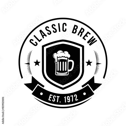 Classic brew logo with beer mug and established date