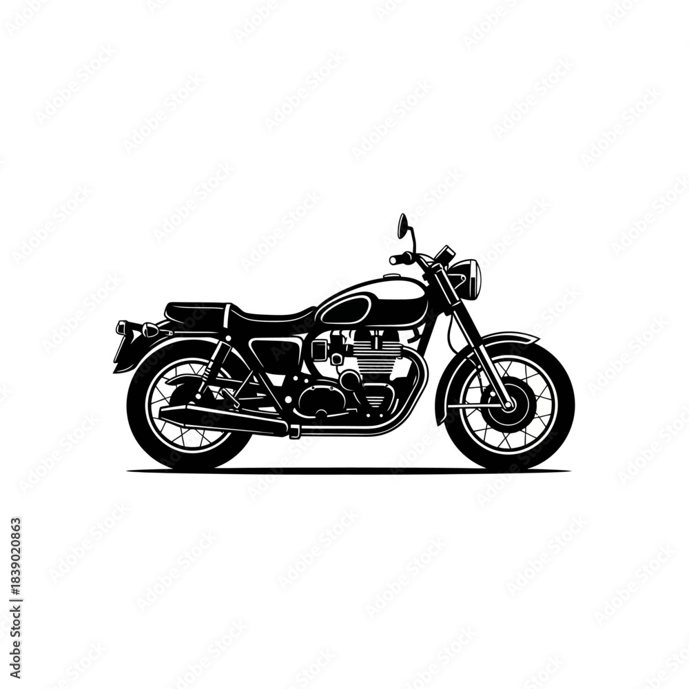 Fototapeta premium Classic motorcycle side view illustration