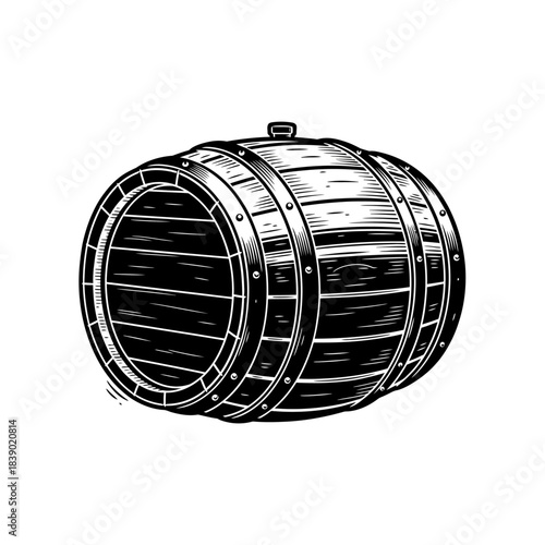 Wooden barrel illustration isolated on white background