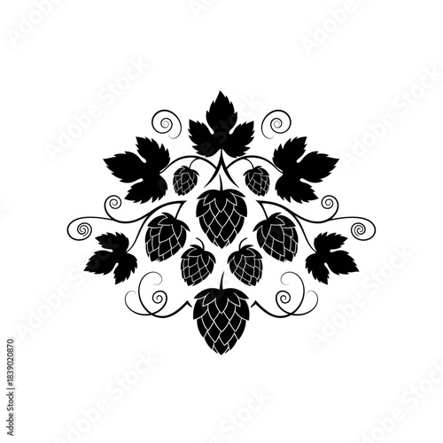 Ornate black and white grapevine decorative element vector