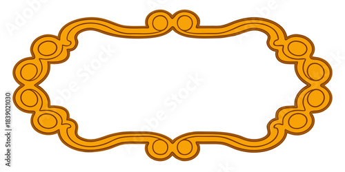 Antique carved gilded frame isolated on white background. Vintage golden rectangle frame for photo. generative AI.