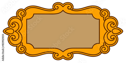Antique carved gilded frame isolated on white background. Vintage golden rectangle frame for photo. generative AI.