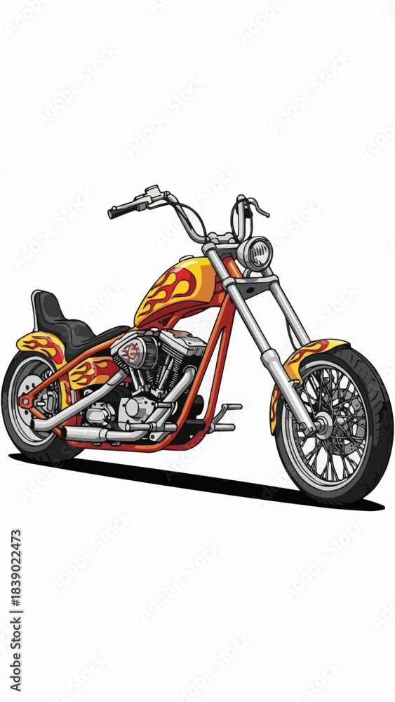 Obraz premium Custom chopper motorcycle with flame design, ready for the open road.