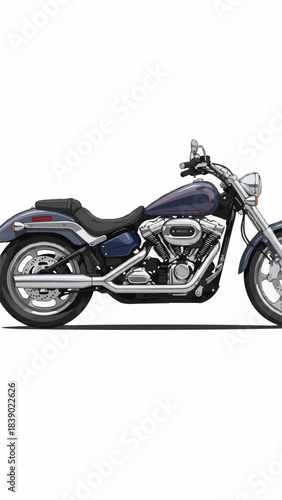 Sleek Purple Cruiser Motorcycle with Chrome Accents.