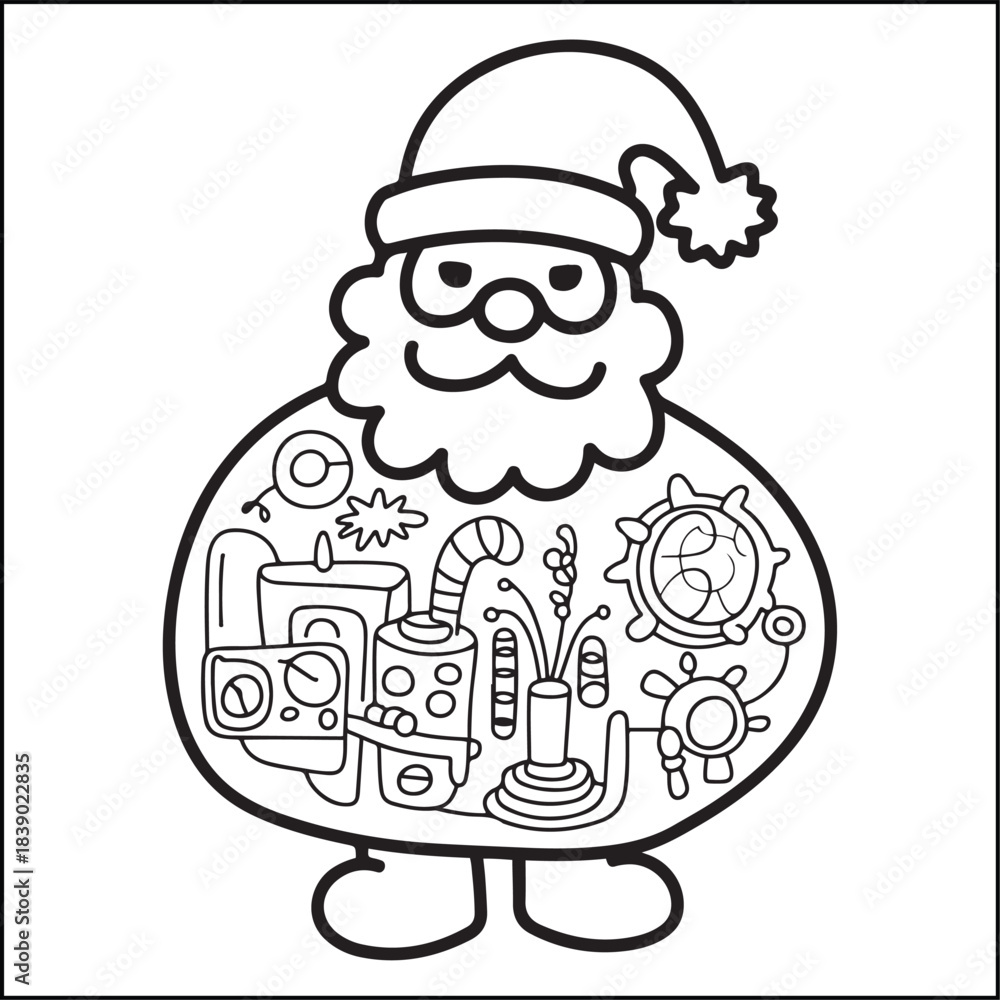 Naklejka premium christmas bold and easy black and white coloring pages for adults.